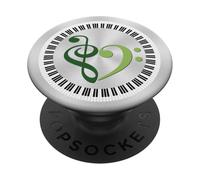 Piano Keys Musical Bass Clef Heart Forest and Moss Green PopSockets Adhesive PopGrip