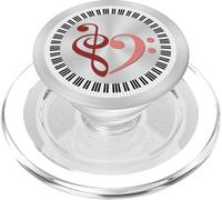Piano Keys Musical Bass Clef Heart Mauve and Dusty Rose PopSockets PopGrip for MagSafe