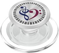 Piano Keys Musical Bass Clef Heart Midnight Blue & Burgundy PopSockets PopGrip for MagSafe