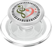 Piano Keys Musical Bass Clef Heart Olive Green & Dark Salmon PopSockets PopGrip for MagSafe