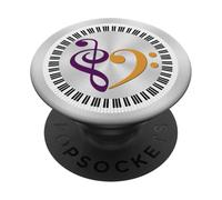 Piano Keys Musical Bass Clef Heart Plum & Flaxen Marigold PopSockets Adhesive PopGrip