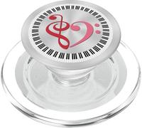 Piano Keys Musical Bass Clef Heart Red and Bubblegum Pink PopSockets PopGrip for MagSafe