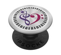 Piano Keys Musical Bass Clef Royal Purple and Dark Mulberry PopSockets Adhesive PopGrip
