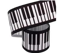 Piano Keys Musical Black White Instrument Grosgrain Ribbon Lace Trim Embroidery Applique Fabric Delicate DIY Art Craft Supply for Scrapbooking Gift Wrapping