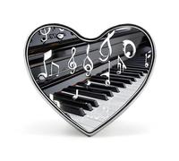 Piano Keys Musical Notes Lapel Pin Metal Brooch Badge Round Button Enamel Style Pinback for Hats Bags Clothing Gift