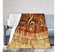 Piano Keys Musical Notes Music Vintage Throw Blanket Super Soft Warm Bed Blankets for Couch Bedroom Sofa Office Car, All Season Cozy Flannel Plush Blanket for Girls Boys Adults, 60"X50"