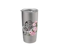 Piano Keys, Notes and Flowers Stainless Steel Insulated Tumbler