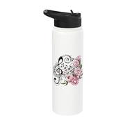 Piano Keys, Notes and Flowers Stainless Steel Insulated Water Bottle