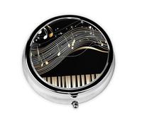 Piano Keys Small Pill Box 3 Compartment Portable Pill Box for Purse Pocket Music Note Mini Medicine Organiser for Daily Vitamin Fish Oil Storage
