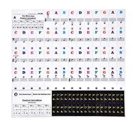 Piano Keys Sticker Set 3 Colors Removable Transparent Music Notes Keyboard Stickers for Beginners and Children Multicolor Black White Blue 25x9mm 22g (Colorful)
