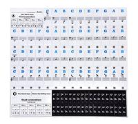 Piano Keys Sticker Set 3 Colors Removable Transparent Music Notes Keyboard Stickers for Beginners and Children Multicolor Black White Blue 25x9mm 22g (Blue)