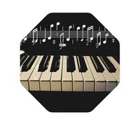 Piano Keys with Musical Note Print Leather Coaster Set of 6, Octagon Coasters Table Decorative Coffee Cup Beverage Coasters Wine Beer Bar Coasters for Hot Drinks Table Protection