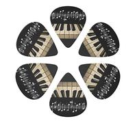 Piano Keys With Musical Note Printed Guitar Picks -6 Pcs Guitar Picks Plectrum,Guitar Accessories,Electric Guitar Pick, Bass & Ukulele 0.71mm