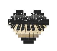Piano Keys with Musical Note Printed Jigsaw Puzzle 10.8x12.8 CM, Heart-Shaped Puzzle Challenging Game for Adults Gifts, Family Fun Decorative Wall Decor