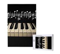 Piano Keys with Musical Note Printed Jigsaw Puzzle with Storage Box, Wooden Puzzle for Adults and Kids, 1000 Pieces Family Fun Decorative Game