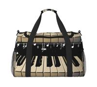 Piano Keys with Musical Note Printed Travel Duffel Bag, Large Capacity Carry On Hand Luggage Weekend Bag for Women Men Gym Weekend