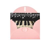 Piano Keys with Musical Note Prints Pearl Paper Horizontal Festival Greeting Card for Birthday Cards and All Occasions, Pink