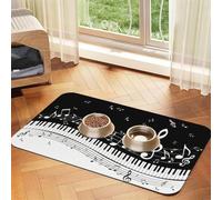 Piano Keys With Musical Notes Durable Pet Absorbent Tablecloth Non-Slip Dining Pad For Dog Cat Food Water Bowls Feeder Mat
