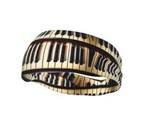 Piano Keys with Musical Notes Headband Hair Sweat Headband Head Wrap Hair Non-Slip Stretchable Washable Makeup Headband