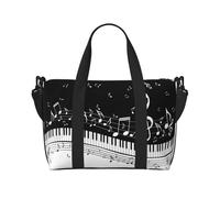 Piano Keys with Musical Notes Large Weekender Bag for Travel, Water-Resistant Duffle Bag, Print Adjustable Shoulder Strap,3-5 Day Overnight Bag for Men Women