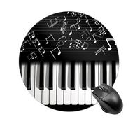 Piano Keys with Musical Notes Mouse Pad Round Mouse Mat with Non-Slip Rubber Base, Washable Desktop Protection Mat for Home Office Decor Desk Accessories, 7.8inch