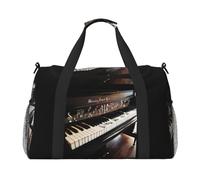 Piano Keys with Musical Notes Print Ample Space Travel Duffle Bag Carry On Tote 19.7x13x10.2 in Stylish Tote for Gym