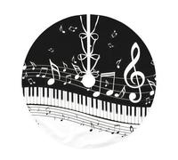 Piano Keys With Musical Notes Print Christmas Tree Skirt,Holiday Decoration,Suitable For Traditional Farmhouse Christmas Tree Mat