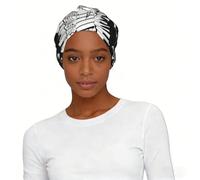 Piano Keys with Musical Notes Print Elastic Lady Headscarf Hat Breathable Head Wrap Beach Vacation Outdoor Activities