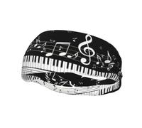 Piano Keys with Musical Notes Print Fashionable Sweat-Wicking Headband, Lightweight and Comfortable Sports Sweatband