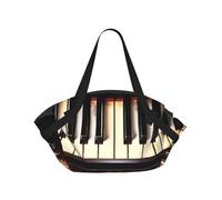 Piano Keys With Musical Notes Print Foldable Camping Bag Duffle Bag Waterproof Travel Bag Camping Mattress For Outdoor Park Beach