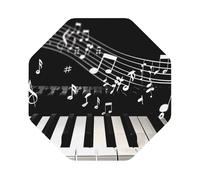 Piano Keys with Musical Notes Print Leather Coaster Set of 6, Octagon Coasters Table Decorative Coffee Cup Beverage Coasters Wine Beer Bar Coasters for Hot Drinks Table Protection