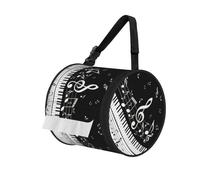Piano Keys With Musical Notes Print Round Tissue Holder Case With Shoulder Strap, Portable Roll Organizer For Bathroom Travel