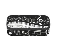 Piano Keys with Musical Notes Print Teen Large Storage Pencil Case Stationery Organizer School College Business Travel