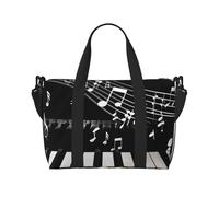 Piano Keys with Musical Notes Print Travel Duffel Bag, Lightweight Water-Resistant Weekender Spacious Gym & Travel Bag for Men, Women & Teens