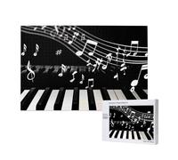 Piano Keys with Musical Notes Printed 1000 Pieces Jigsaw Puzzle with Storage Box, Wooden Puzzle for Adults and Kids, Family Fun Decorative Game, 75x50 CM
