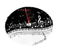 Piano Keys with Musical Notes Printed 30" Fluffy Christmas Tree Skirt with Tie Closures Felted Polyester Xmas Tree Mat for Holiday Party Decor