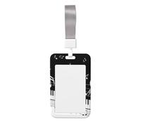 Piano Keys with Musical Notes Printed Id Badge Holder with Neck Strap Vertical Waterproof Name Card Holder for Office School