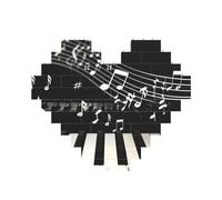 Piano Keys with Musical Notes Printed Jigsaw Puzzle 10.8x12.8 CM, Heart-Shaped Puzzle Challenging Game for Adults Gifts, Family Fun Decorative Wall Decor