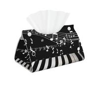 Piano Keys with Musical Notes Printed Long Tissue Box Cover Leather Modern Tissue Case Tissue Box Holder for Home Office Decor Bathroom Car