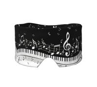 Piano Keys with Musical Notes Printed Sleeping Blindfold, Padded Ear Warmer Mask, Adjustable Head Wrap, for Deep Relaxation
