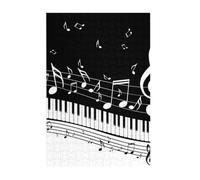 Piano Keys with Musical Notes Printed Wooden Puzzle 300 Piece, Cute Puzzle Game in Plastic Box for Family Entertainment and Brain Training Gifts