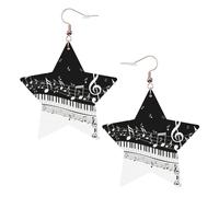 Piano Keys with Musical Notes Statement Earrings for Women, Star Drop Earrings, Elegant Dangle Jewelry for Formal Gatherings