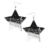 Piano Keys with Musical Notes Statement Earrings for Women, Star Drop Earrings, Elegant Dangle Jewelry for Formal Gatherings