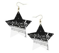 Piano Keys with Musical Notes Statement Earrings for Women, Star Drop Earrings, Elegant Dangle Jewelry for Formal Gatherings