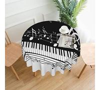 Piano Keys With Musical Notes Tablecloth Non-Slip Cotton Linen Table Cover Round Dining Room Tablecloth ?home Decor For ?outdoor And Indoor,Wedding,Party,Christmas,Picnic