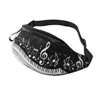 Piano Keys with Musical Notes Unisex Sport Casual Crossbody Sling Bag, Lightweight Adjustable Chest Pack with Headphone Jack, Durable Polyester Fabric (All-Over Print)