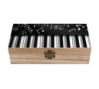 Piano Keys with Musical Notes Wooden Storage Box Elegant Retro Jewelry Box with Hinged Lid Decorative Keepsake Boxes Decor Handmade Organizer Boxes for Wedding, Party, Gift, Diy Craft, Home Decor
