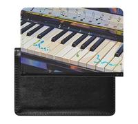 Piano Keys with Note Patterns Passport Holder for Travel PU Leather Passport Book Card Holder Case Cute Passport Wallet Ultra Slim Passport Cover Passport Protector Case for Women Men