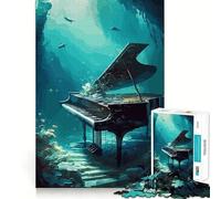 Piano Lost Underwater 1000 Pieces Jigsaw Puzzles for Teenagers Enhance Memory Easy Leisure Firm Cut Wall Art Decor (38x26cm)