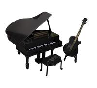 Piano Model - PP Miniature Musical Instrument Toy Set, Exquisite Keyboard with Stool, Realistic Furniture Accessories for House